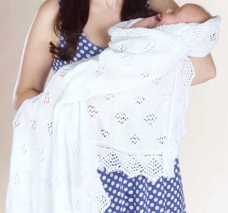 Knitting Pattern Baby Lace Shawl Heirloom Traditional Style Etsy