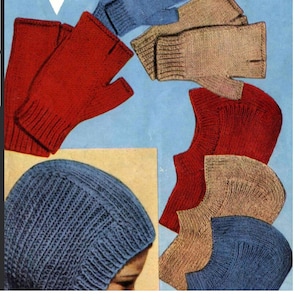 Vintage Knitting PATTERN - Helmets, Balaclavas, Mitts - 5 yrs to Adult sizes PDF download English language only
