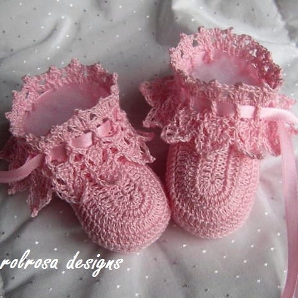 Thread Crochet Pattern - CR59  Elegant Lacy Baby Shoes/Booties - Baptism Christening