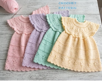 Vintage Crochet Pattern PDF Baby Girls Cinderella Summer Dress and Shoes Party Dress Bridesmaid Flower Girl - In English only