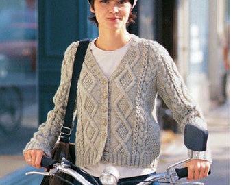 PDF download Knitting Pattern - Ladies Cardigan - 34 to 41 inch finished bust size - Cable Detailing