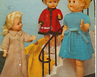 Doll knitting pattern -  Doll Clothes knitting pattern - Fits 16 to 18 and 20 to 22 inches or Baby