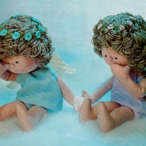 Instant PDF Digital Download Vintage FULL SIZE Sewing Pattern to make Stuffed Soft Body Cloth Twin Rag Dolls with Outfits 14 to 16 ins Tall