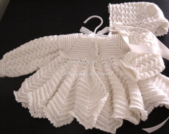 CROCHET PATTERN Designer Baby Jacket Coat Cardigan and Bonnet - Ripple Stitch Up to 6 months