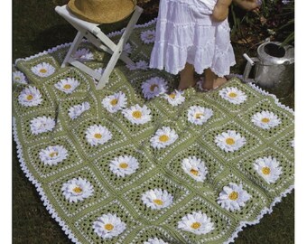 Crochet Pattern - Afghan/Blanket/Lap cover - Daisy Afghan
