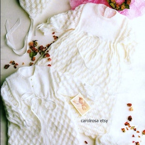 Knitting PATTERN - Baby&#39;s christening//Blessing//Baptism layette - Dress/Gown, Bonnet, Booties and Coat - 14 to 20 in sizes