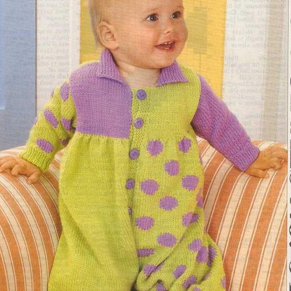 Baby KNITTING PATTERN - Knitted Romper for 6 mos and 12 months