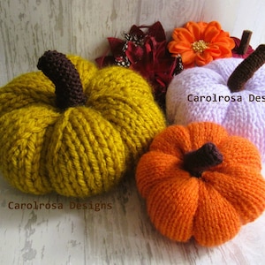 Knitting PATTERN - Pumpkins in 3 sizes - Halloween, Fall/Autumn Home Decoration, Decor PDF download