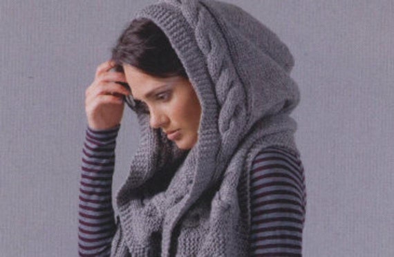 Cable Hooded Scarf Knitting Pattern Ravelry: Rustic Cables Hooded