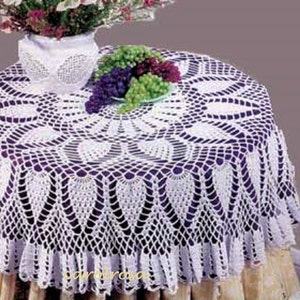 Pineapple Table Topper. Tablecloth, Size 55&quot;, Vintage Crochet Pattern, INSTANT DOWNLOAD PDFRound