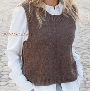 Easy Knit Slipover Vest Knitting Patterns, Beginner Sweater Vest Jumper, 32-52" Chest, download English language DK/light worsted BEST PRICE