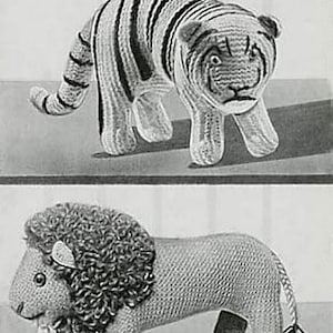 Vintage Toy Knitting Pattern - Lion and Tiger Toy - Instant Download ...