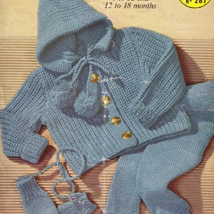 KNITTING PATTERN PDF Baby&#39;s jacket, leggings and mitts - 1950s