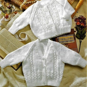 Baby Cardigans Knitting Pattern - DK - PDF download - chest sizes 18 through to 24 ins. Round Neck and V-Neck Styles** Great Price ENGLISH