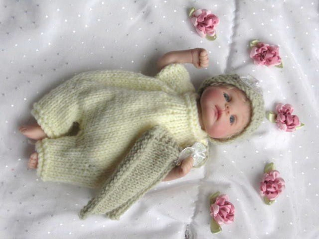 Baby Doll 7-8 Inch - KNITTING PATTERN Lemon Spring Romper - OOAK Clay ...
