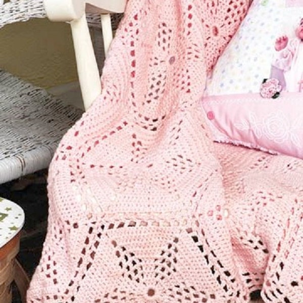 Crochet Pattern: Star Struck Medallions Afghan/Blanket - Granny Squares Motif heirloom Shawl Cot Crib PDF