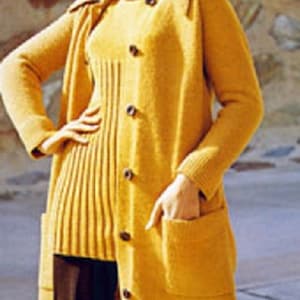 Knitting Pattern for Ladies Womens Longline Coat with Pockets - Retro Vintage download