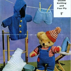 Instant PDF download - Teddy KNITTING Pattern - To fit 12 inch height Teddy Bear - DK and 4 ply