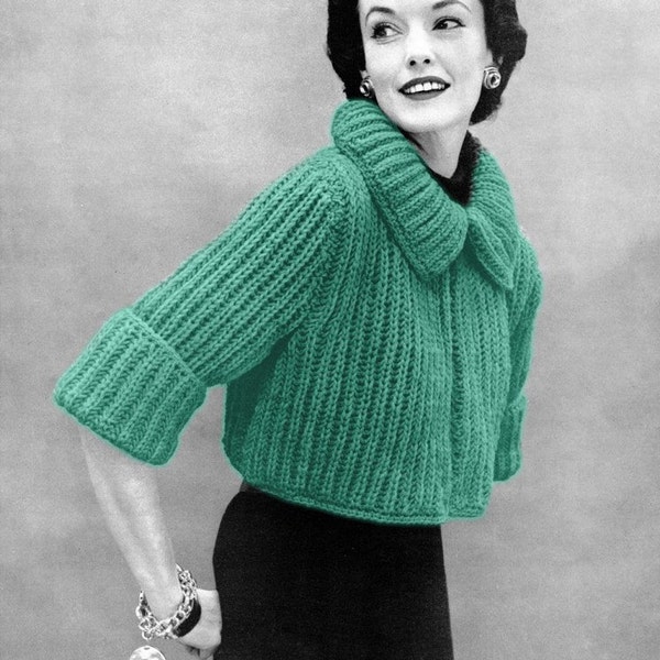 SALE**** Knitting Pattern Vintage Bolero Sweater Women's Knit - Immediate download PDF