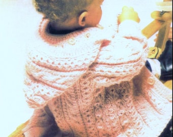 DOWNLOAD PDF Baby Knitting PATTERN - Aran Baby Jacket - dk chest size 20 inches