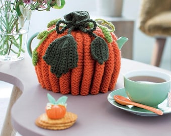 Knitting pattern -  Halloween Pumpkin Tea Cosy/ Cozy for 6 inch tall pot/18 inch circumference PDF