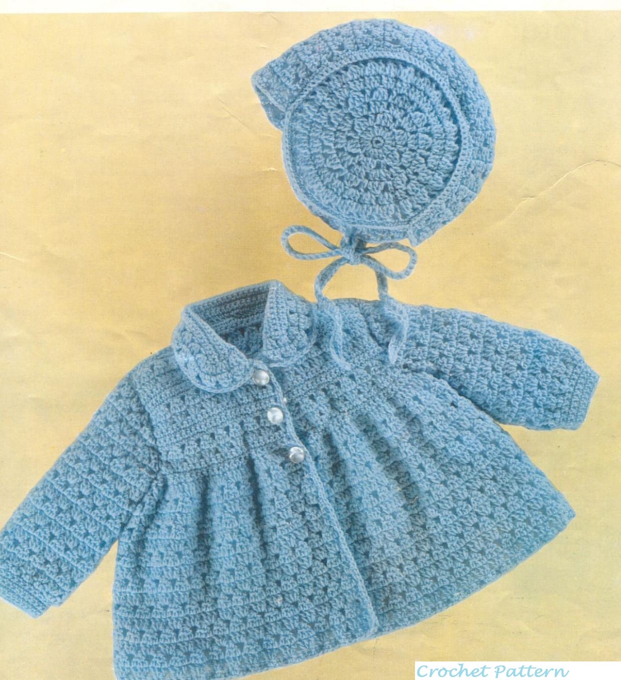 Baby Crochet Pattern Matinee Jacket And Bonnet Bebe Etsy