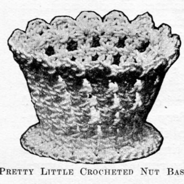 Antique reformatted crochet pattern for Nut Basket, Centrepiece, Bowl Table Decoration Christmas