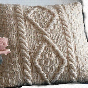 Knitting PATTERN - Cable Aran Cushion Pillow Cover - Fisherman Knit PDF DOWNLOAD