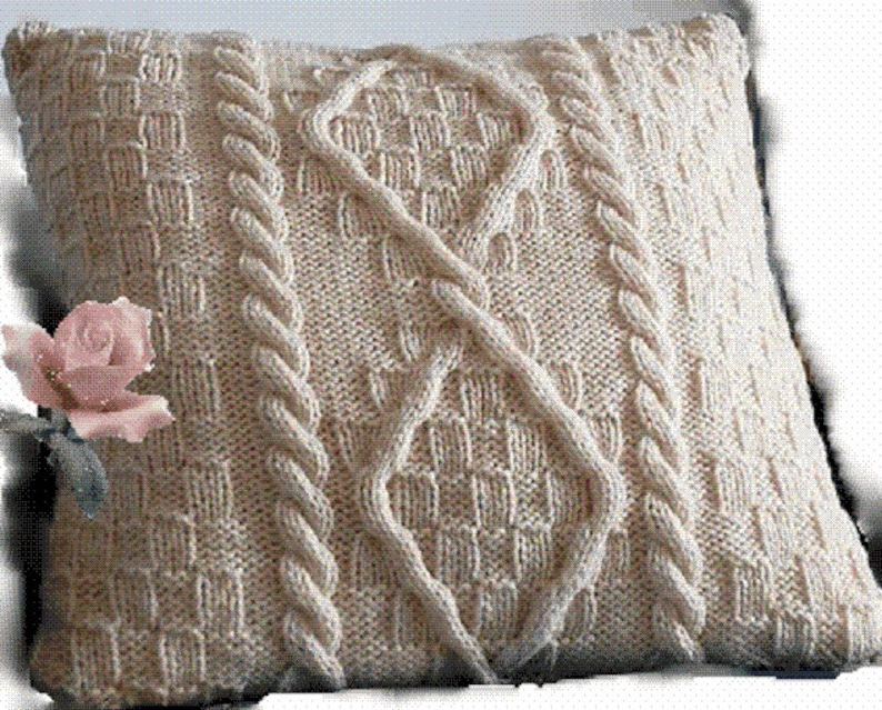 Knitting PATTERN Cable Aran Cushion Pillow Cover Fisherman Etsy