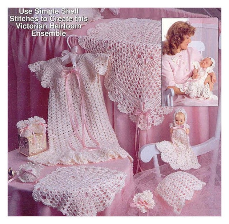 Baby Crochet Pattern Layette Set Blanket Dress Etsy