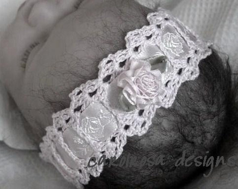 Crochet Pattern Aurelie Crochet Headband Pattern PDF Easy make Christening Gift, Baptism or Special Day image 1