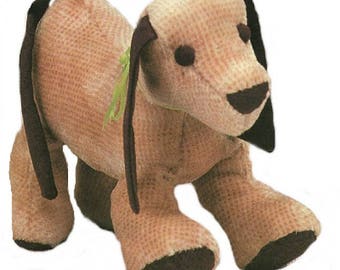 Sewing Pattern to make cute soft body, plush, stuffed Puppy DOG 13 x 11 inches PDF Instant Download Vintage
