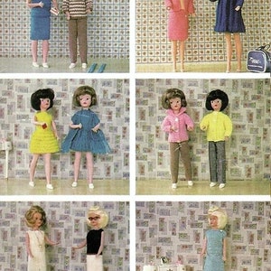 Può includere: Una collezione di otto abiti per bambole a maglia, con una varietà di stili e colori. Gli abiti includono abiti, gonne, pantaloni, maglioni e cappelli. Le bambole non sono incluse.