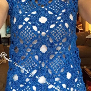 Crochet Pattern Motif Tunic Top Evening Wear/summer/beach/party Sizes 8 ...