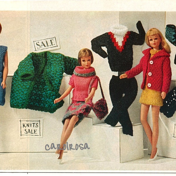 Vintage Fashion Knits Wardrobe Knit and Crochet for 11.5 inch teen dolls e.g. Barbie, Tressy etc. PDF DOWNLOAD