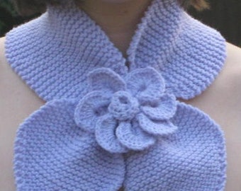 KNITTING Pattern Neck Warmer, Keyhole Scarf, Scarflette, Ascot Scarf  - Includes crocodile flower instructions PDF ENGLISH