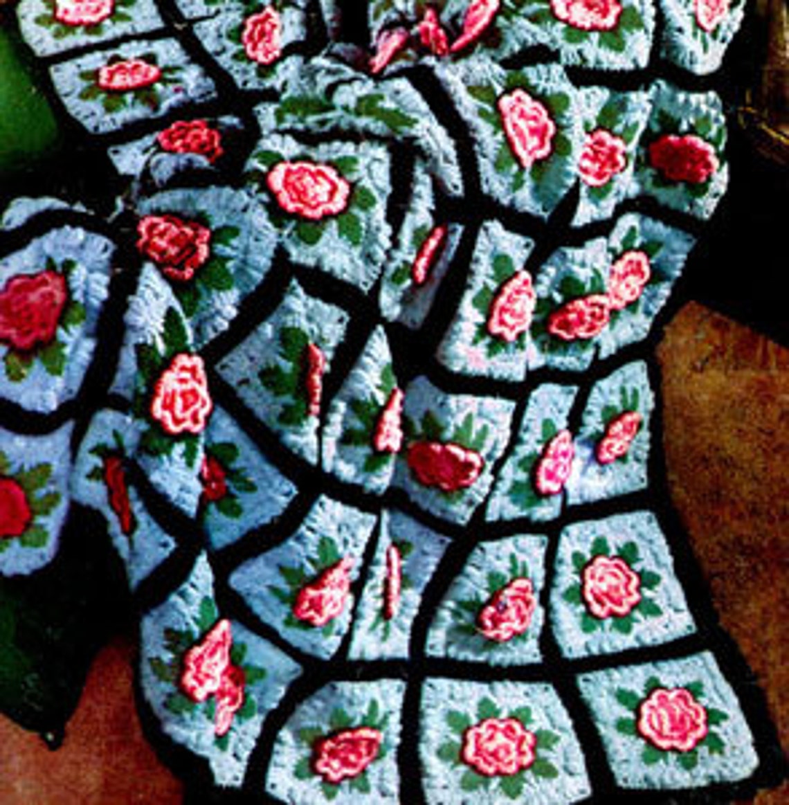 Crochet Pattern Roses Afghan Blanket pattern Heirloom Etsy