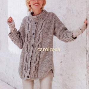 Knitting Pattern Download - Ladies Oversized Cable Jacket Car Coat Irish Knit PDF download BEST PRICE Eng lang only