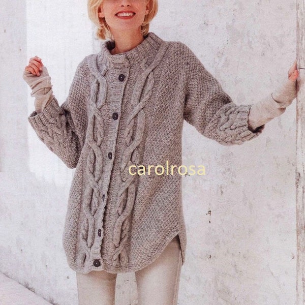 Knitting Pattern Download - Ladies Oversized Cable Jacket Car Coat Irish Knit PDF download BEST PRICE