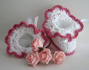 Crochet Pattern PDF - CR162 Frilled Lacy Crochet Baby Shoes/Booties - instant Download ENGLISH