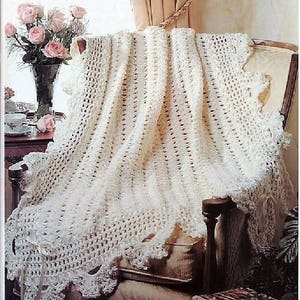 Crochet Pattern PDF - Lacy Victorian Afghan/Blanket/Shawl. ENGLISH. Christening baby gift PDF