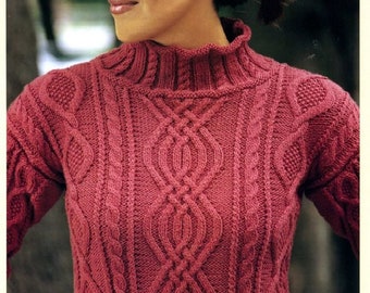 Knitting PATTERN - Braided Cable Sweater - Small, Medium, Large and XLarge sizes PDF download