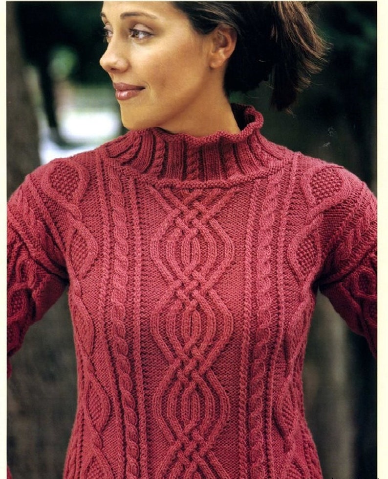 Knitting PATTERN Braided Cable Sweater Small, Medium, Large and XLarge sizes PDF download image 1