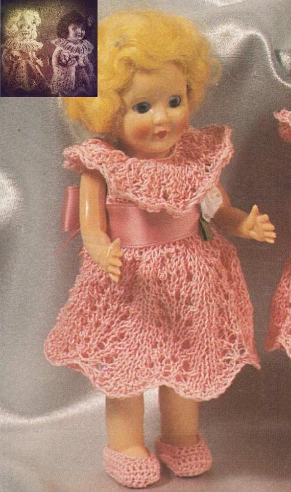 Knitting pattern for Rosebud twin dolls or other 6.5 pouce