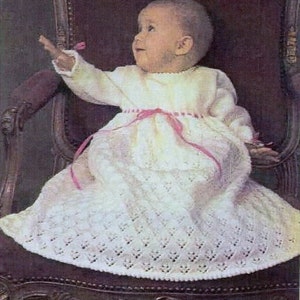 Baby Knitting PATTERN -  Christening/Baptism/Blessing Dress/Gown 16 and 18 inch DOWNLOAD PDF