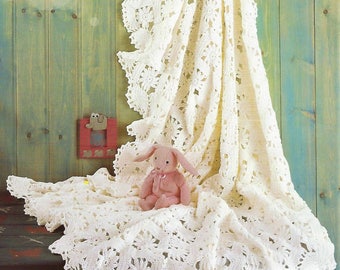 PDF Crochet Pattern Baby Shawl Motifs Blanket Afghan Christening Heirloom Lacy Download