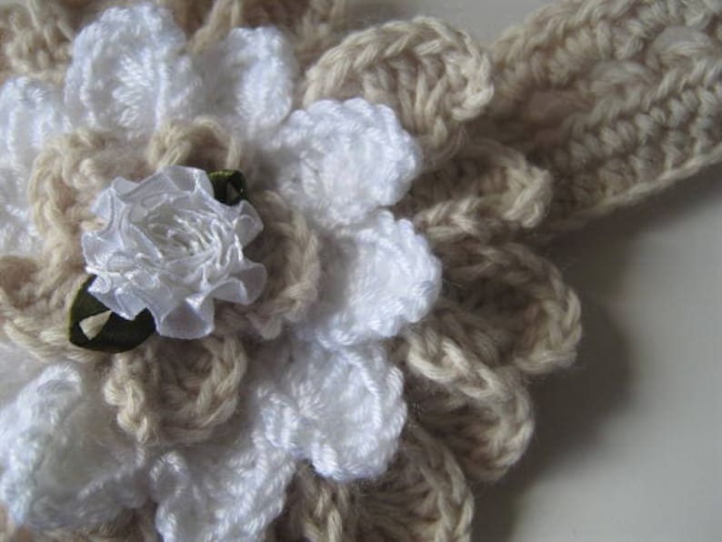 NEW DESIGN Orchid Headband and Flower Crochet Pattern Fully adjustable to suit any size Perfect for Christening image 2