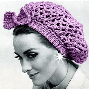 SALE ***** Vintage Crochet PATTERN Slouch SNOOD Hat with bow