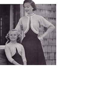 Knitting Pattern - Vintage Pattern for Mother Daughter Shrug//Bolero//Sweater PDF