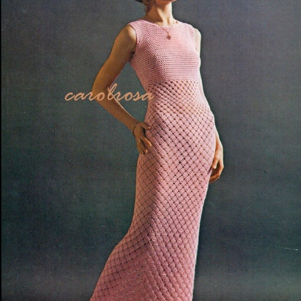 Crochet Pattern - Vintage pattern Women's Dress/Evening Gown - Retro Party Wear Boho - Instant download